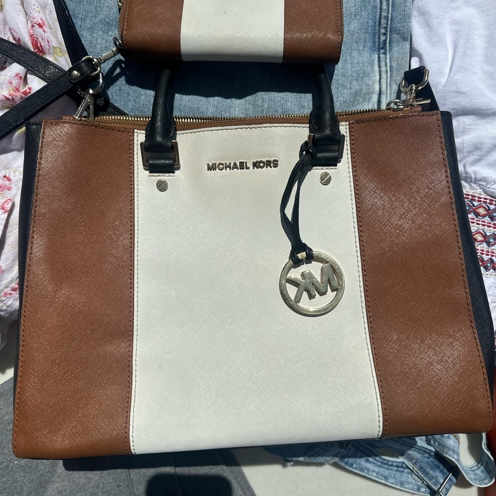 Michael Kors Tan and Cream Handbag